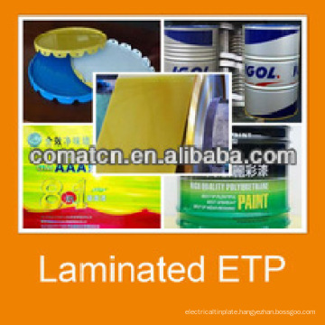 PE film laminated tinplate for metal cans, prime quality